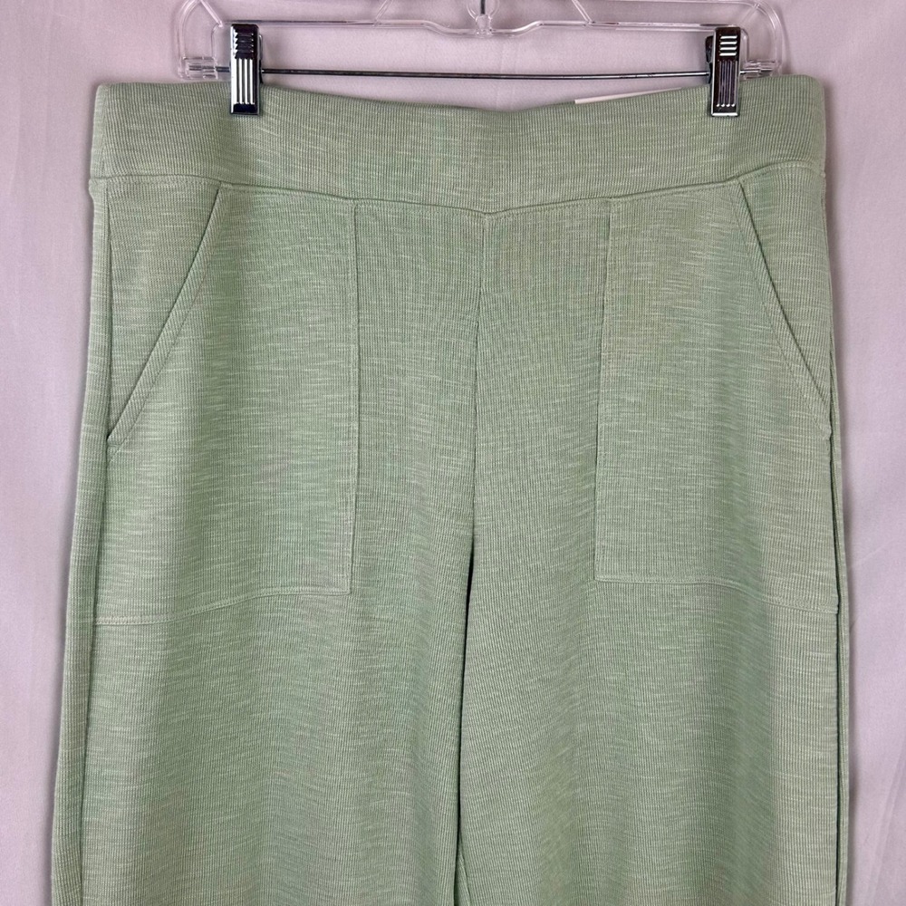 Chico's Zenergy Beach Slub Crop Pants Light Green Wide Leg Size 1 US 8 NEW - Picture 3 of 10